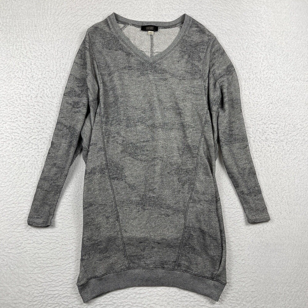Diesel Dress Womens XS‎ Gray Camo Sweatshirt Mini Casual Sheer Comfort Dolman
